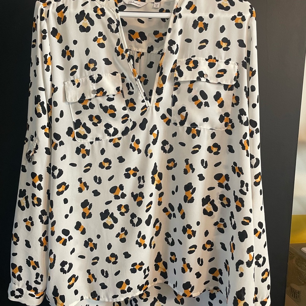Chico's Leopard Print Blouse - Black, White, Orange